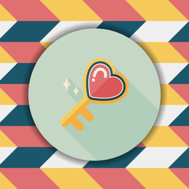 Sevgililer sevgilisi tuş kilidi düz simgesiyle uzun gölge, eps10