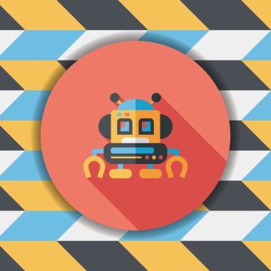 Robot kavramı uzun gölge, eps10 düz simgesiyle