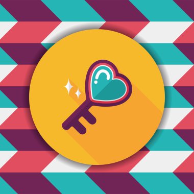 Sevgililer sevgilisi tuş kilidi düz simgesiyle uzun gölge, eps10