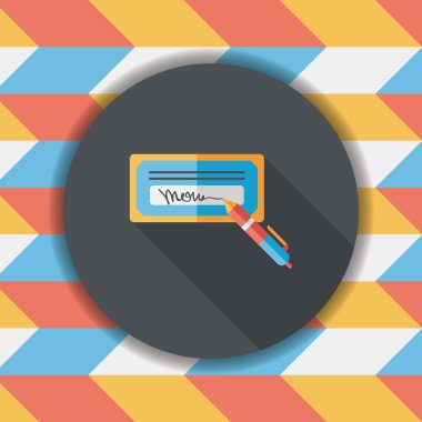 Fatura onay düz simgesi ile uzun gölge, eps10