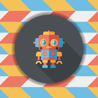 Robot kavramı uzun gölge, eps10 düz simgesiyle