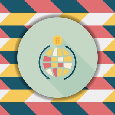 Döviz Alım Satım düz simgesi ile uzun gölge, eps10