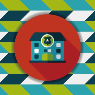 Polis karakoluna uzun gölge, eps10 düz simgesiyle