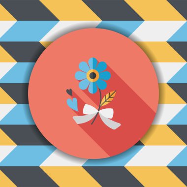 Sevgililer Günü çiçekleri uzun gölgeli düz ikon, eps10