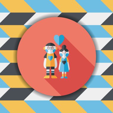 Uzun Gölge, eps10 ile Sevgililer günü Çift düz simgesi