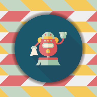 Robot kavramı uzun gölge, eps10 düz simgesiyle