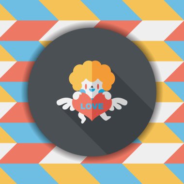 Sevgililer günü aşk tanrısı uzun gölge, eps10 düz simgesiyle