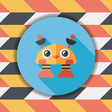 Robot kavramı uzun gölge, eps10 düz simgesiyle