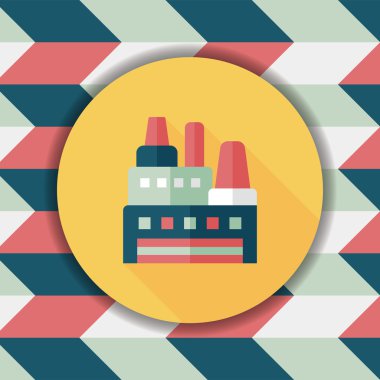 Bina Fabrika düz simgesi ile uzun gölge, eps10