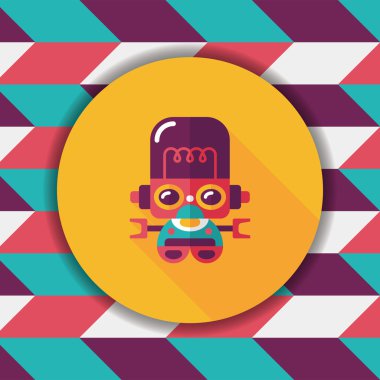 Robot kavramı uzun gölge, eps10 düz simgesiyle