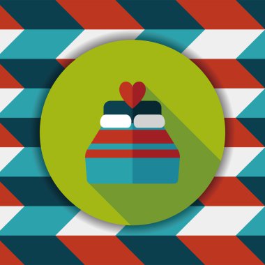 Sevgililer sevgilisi yatak düz simgesiyle uzun gölge, eps10