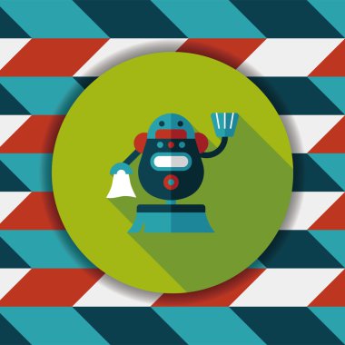 Robot kavramı uzun gölge, eps10 düz simgesiyle