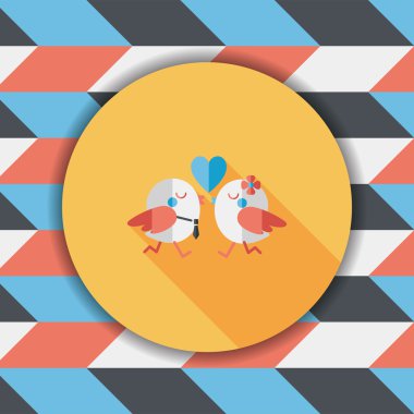 Sevgililer sevgilisi kuş düz simgesi ile uzun gölge, eps10