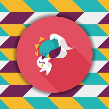 Sevgililer sevgilisi kuş düz simgesi ile uzun gölge, eps10