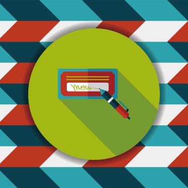 Fatura onay düz simgesi ile uzun gölge, eps10