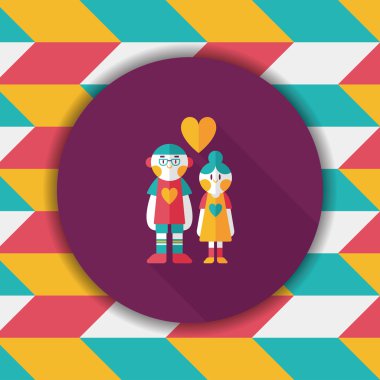 Uzun Gölge, eps10 ile Sevgililer günü Çift düz simgesi