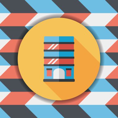 Bina daire düz simgesi ile uzun gölge, eps10