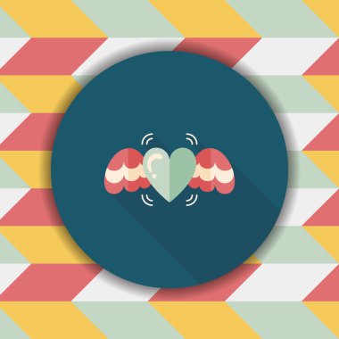 Sevgililer günü aşk kalp düz simgesi ile uzun gölge, eps10