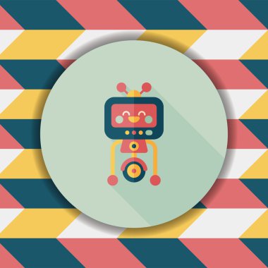 Robot kavramı uzun gölge, eps10 düz simgesiyle