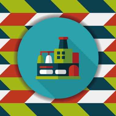 Bina Fabrika düz simgesi ile uzun gölge, eps10