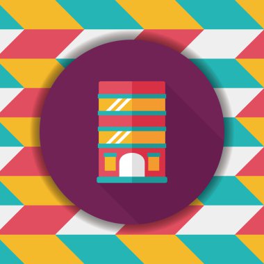 Bina daire düz simgesi ile uzun gölge, eps10