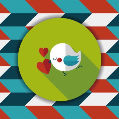 Sevgililer sevgilisi kuş düz simgesi ile uzun gölge, eps10