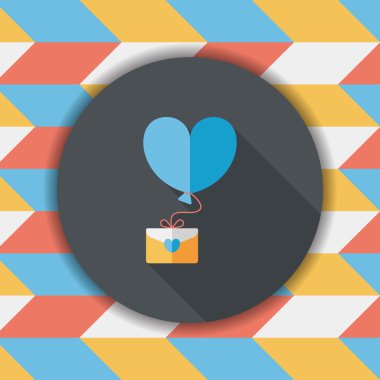 Sevgililer günü aşk mektubu düz simgesiyle uzun gölge, eps10