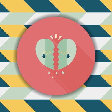 Sevgililer günü kırık kalp düz simgesi ile uzun gölge, eps10