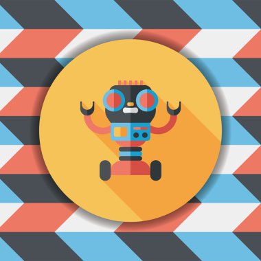 Robot kavramı uzun gölge, eps10 düz simgesiyle