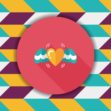 Sevgililer günü aşk kalp düz simgesi ile uzun gölge, eps10