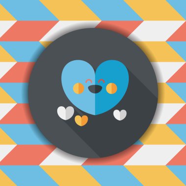 Sevgililer günü aşk kalp düz simgesi ile uzun gölge, eps10