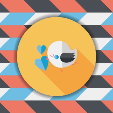 Sevgililer sevgilisi kuş düz simgesi ile uzun gölge, eps10