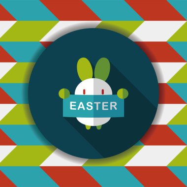 Paskalya tavşanı düz simgesi ile uzun gölge, eps10