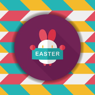 Paskalya tavşanı düz simgesi ile uzun gölge, eps10