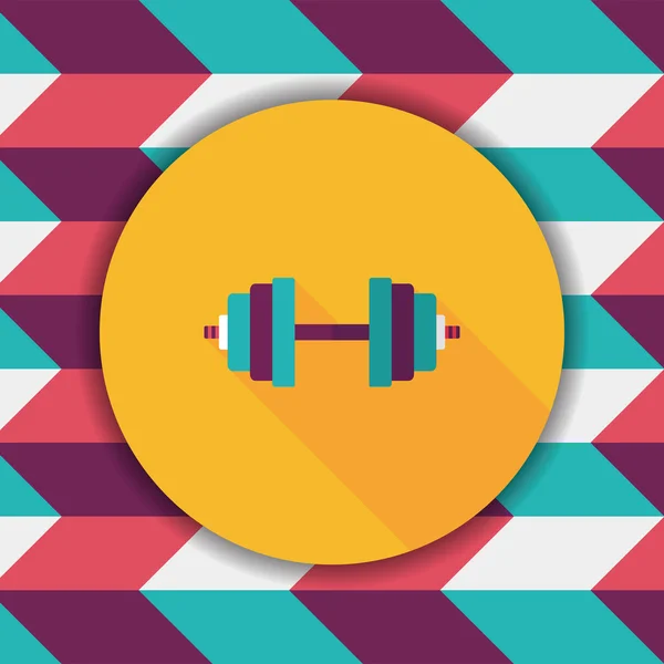 Dumbbell flat icon with long shadow, eps10 — стоковый вектор