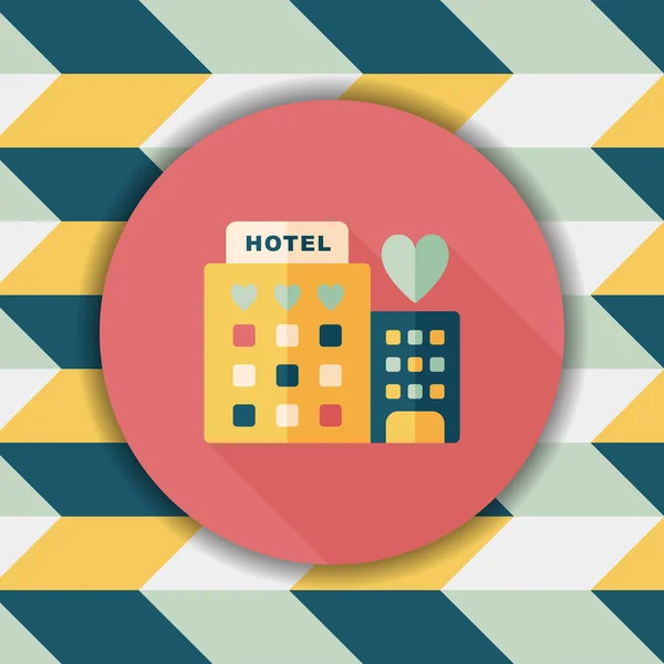 Valentine's day hotel lapos ikon a hosszú árnyék, eps10 — Stock Vector