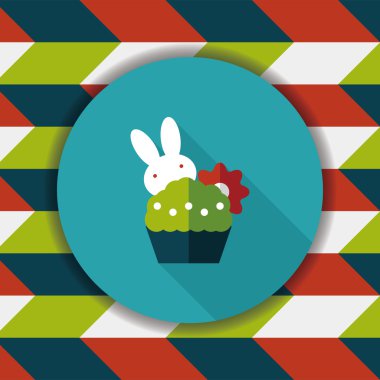 Paskalya tavşanı düz simgesi ile uzun gölge, eps10