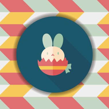 Paskalya tavşanı düz simgesi ile uzun gölge, eps10