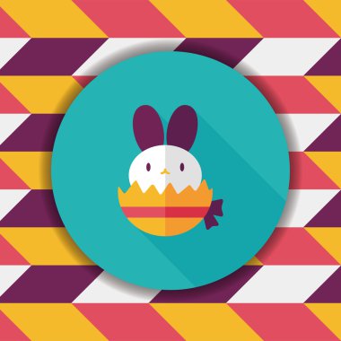 Paskalya tavşanı düz simgesi ile uzun gölge, eps10