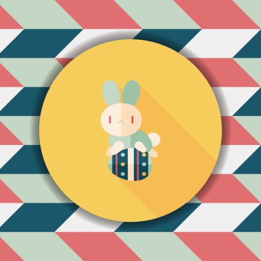 Paskalya tavşanı düz simgesi ile uzun gölge, eps10