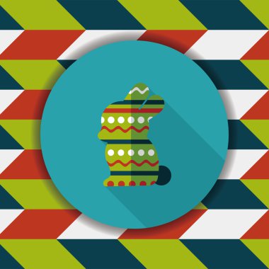 Paskalya tavşanı düz simgesi ile uzun gölge, eps10