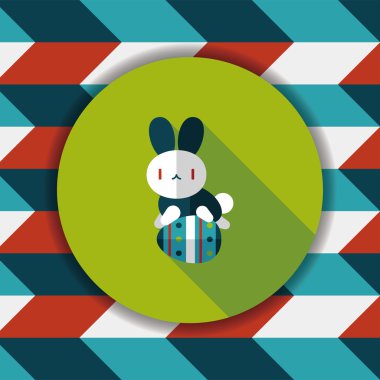 Paskalya tavşanı düz simgesi ile uzun gölge, eps10