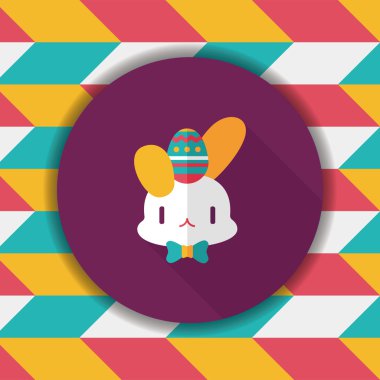 Paskalya tavşanı düz simgesi ile uzun gölge, eps10