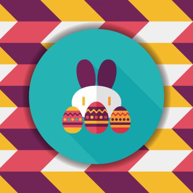 Paskalya tavşanı düz simgesi ile uzun gölge, eps10