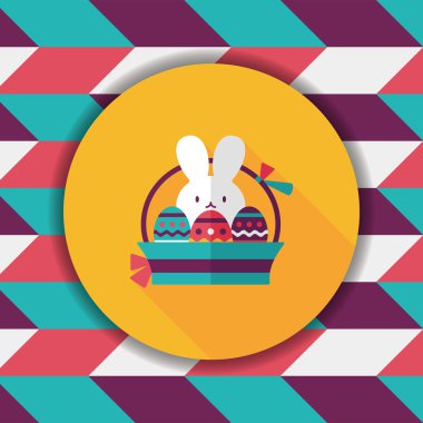 Paskalya tavşanı düz simgesi ile uzun gölge, eps10