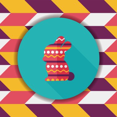 Paskalya tavşanı düz simgesi ile uzun gölge, eps10