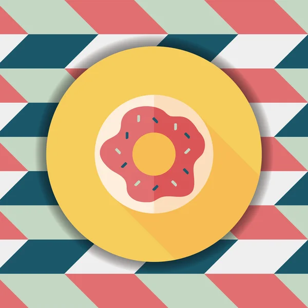 Icône plate Donut avec ombre longue, eps10 — Image vectorielle