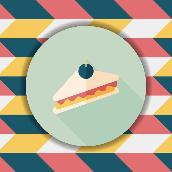 Ícone plano sanduíche com sombra longa, eps10 — Vetor de Stock
