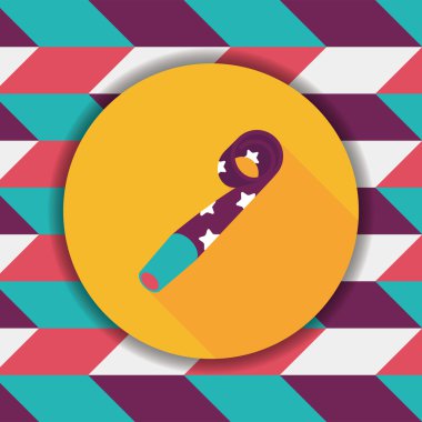 doğum günü partisi boynuz düz simgesiyle uzun gölge, eps10