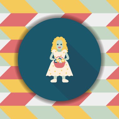 Gelinin düz ikonu, uzun gölgeli, eps10